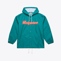 Miami Dolphins Coaches Full-Snap Hooded Windbreaker Jacket Aqua