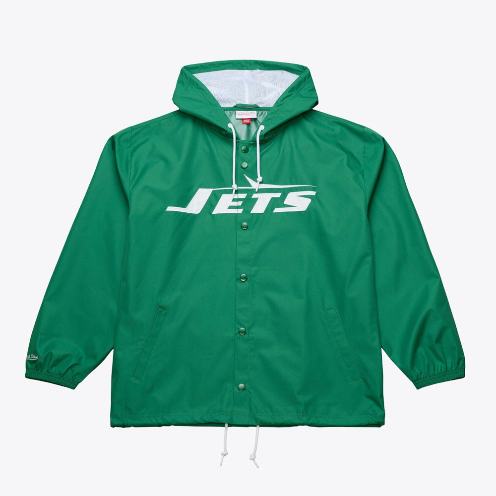 New York Jets Coaches Full-Snap Hooded Windbreaker Jacket Green