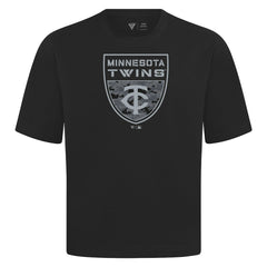 Minnesota Twins Levelwear Oversized Luxe Signature Knit Buckler T-Shirt - Black T-shirts