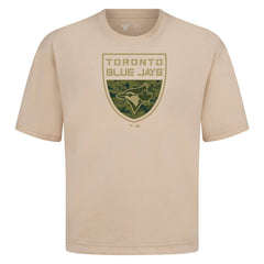 Toronto Blue Jays Levelwear Oversized Luxe Signature Knit Buckler T-Shirt - Khaki T-shirts