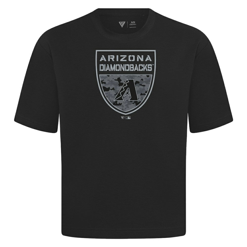 Arizona Diamondbacks Levelwear Oversized Luxe Signature Knit Buckler T-Shirt - Black T-shirts