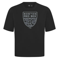 Boston Red Sox Levelwear Oversized Luxe Signature Knit Buckler T-Shirt - Black T-shirts