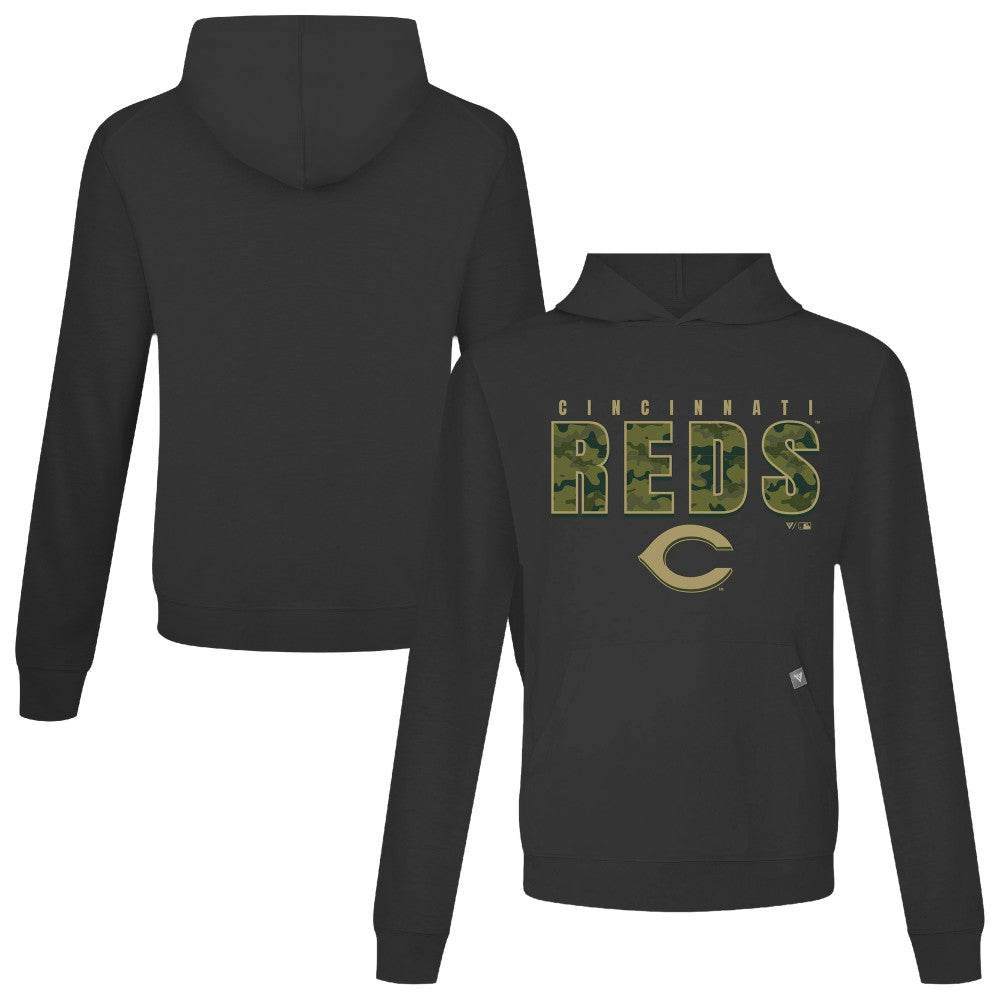 Cincinnati Reds Levelwear Relay Protect Pullover Hoodie - Black Hoodies
