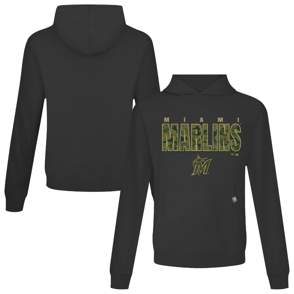 Miami Marlins Levelwear Relay Protect Pullover Hoodie - Black Hoodies