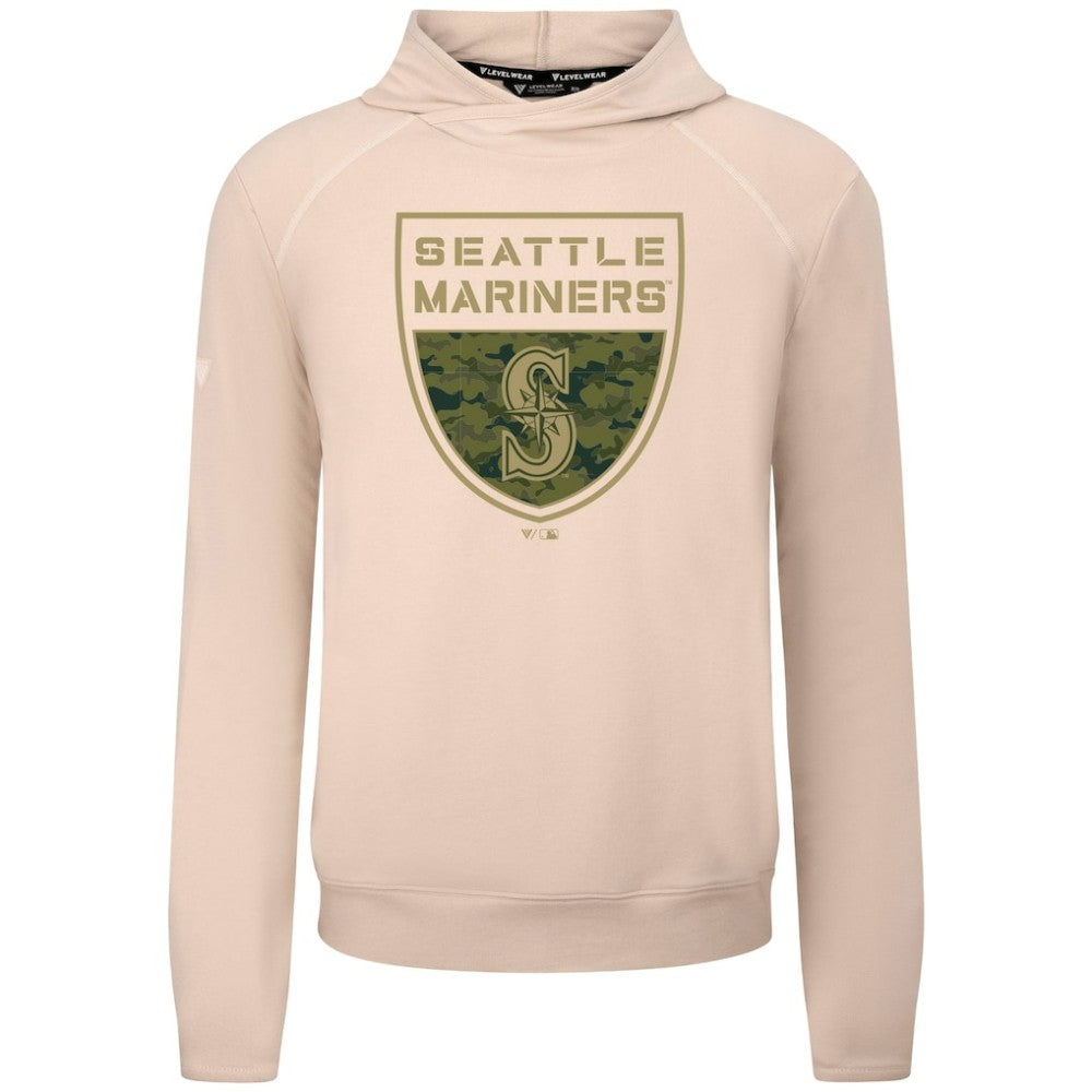 Seattle Mariners Levelwear Mandate Buckler Tri-Blend Pullover Hoodie - Khaki Hoodies