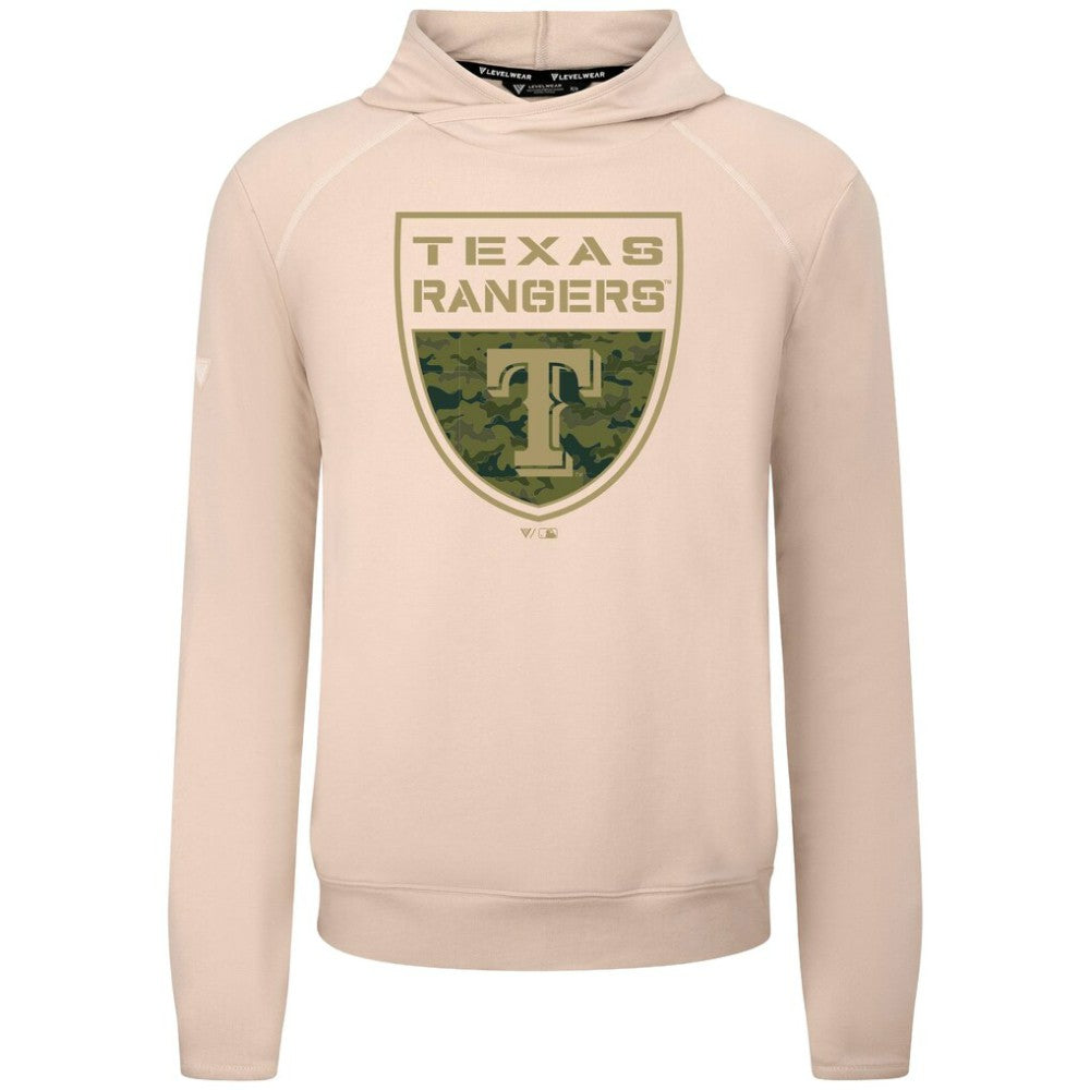 Texas Rangers Levelwear Mandate Buckler Tri-Blend Pullover Hoodie - Khaki Hoodies
