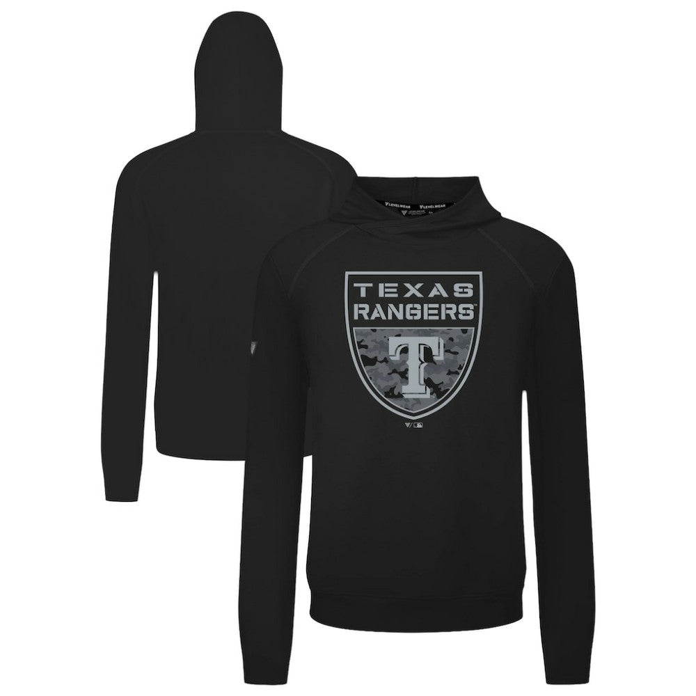 Texas Rangers Levelwear Mandate Buckler Tri-Blend Pullover Hoodie - Black Hoodies