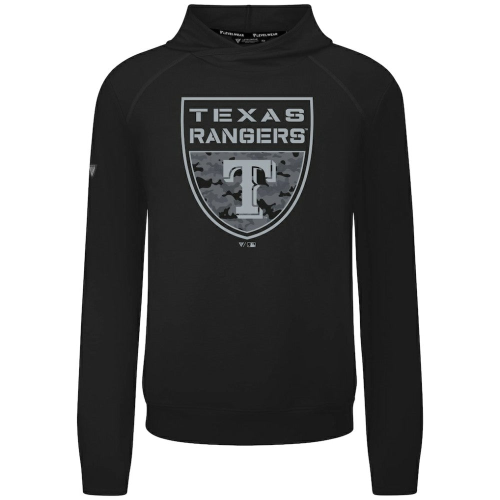 Texas Rangers Levelwear Mandate Buckler Tri-Blend Pullover Hoodie - Black Hoodies