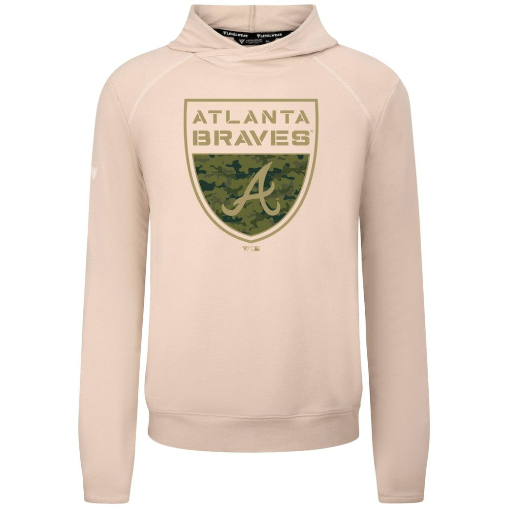 Atlanta Braves Levelwear Mandate Buckler Tri-Blend Pullover Hoodie - Khaki Hoodies