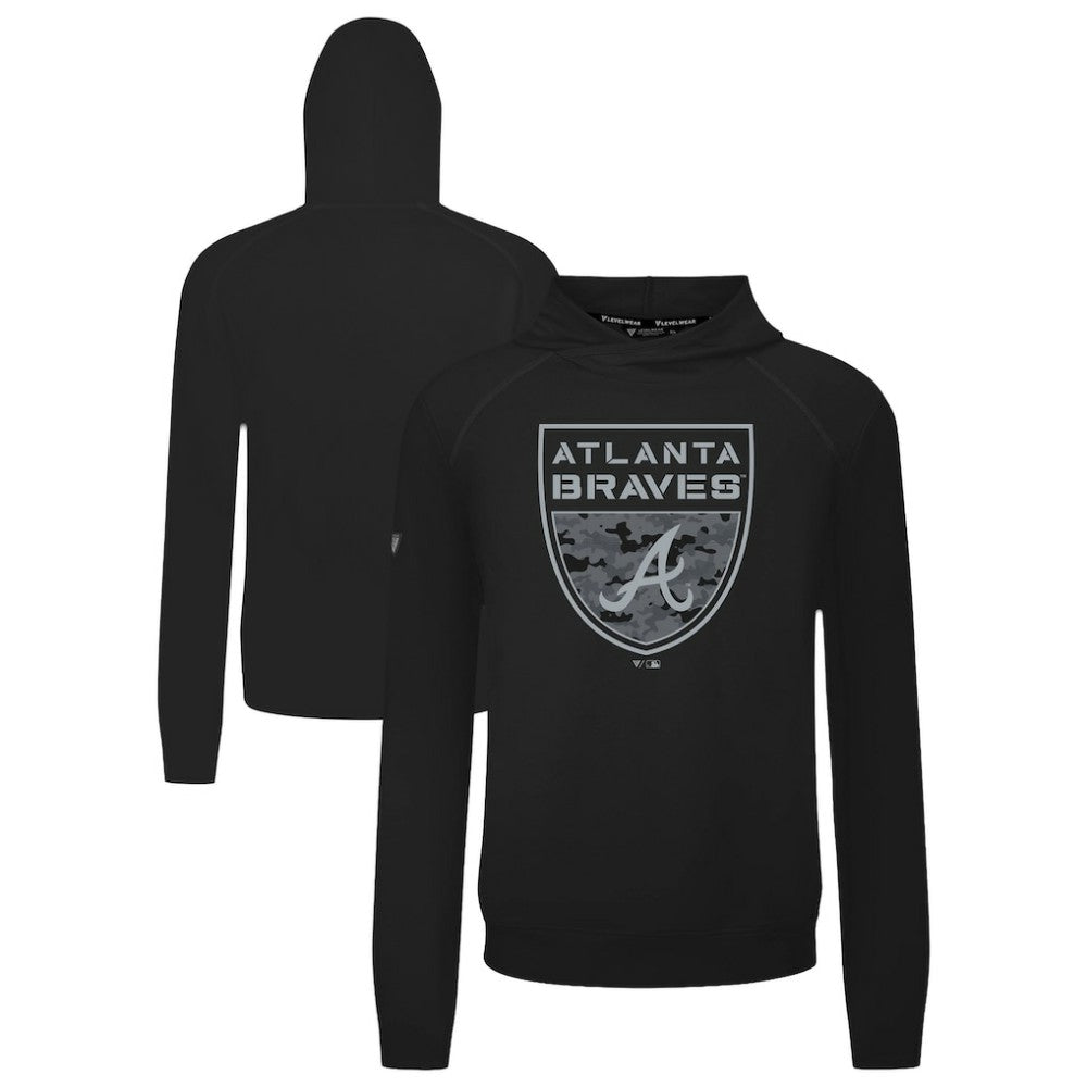 Atlanta Braves Levelwear Mandate Buckler Tri-Blend Pullover Hoodie - Black Hoodies