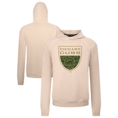 Chicago Cubs Levelwear Mandate Buckler Tri-Blend Pullover Hoodie - Khaki Hoodies