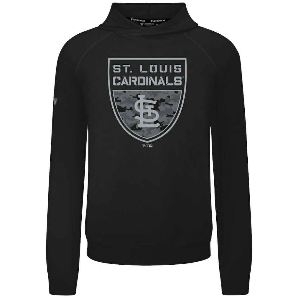 St. Louis Cardinals Levelwear Mandate Buckler Tri-Blend Pullover Hoodie - Black Hoodies