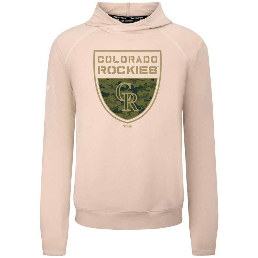 Colorado Rockies Levelwear Mandate Buckler Tri-Blend Pullover Hoodie - Khaki Hoodies