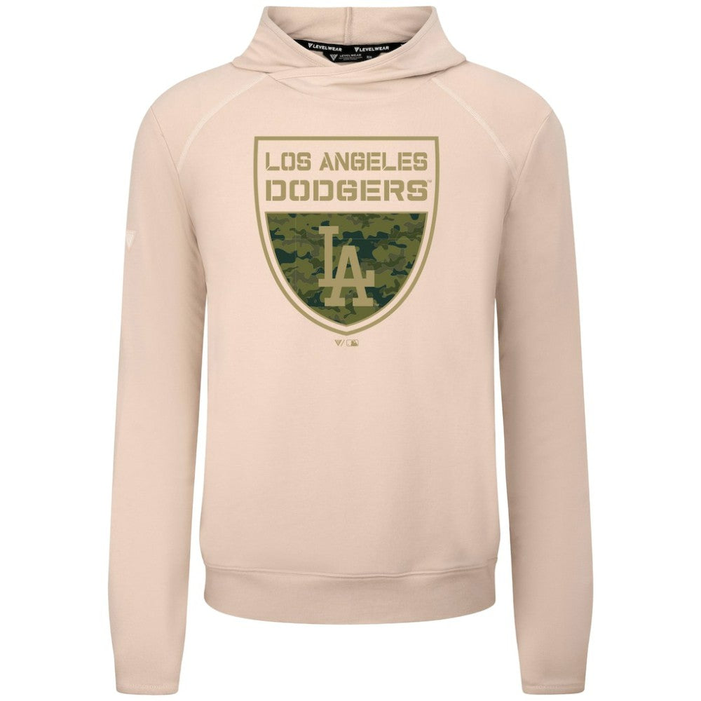 Los Angeles Dodgers Levelwear Mandate Buckler Tri-Blend Pullover Hoodie - Khaki Hoodies