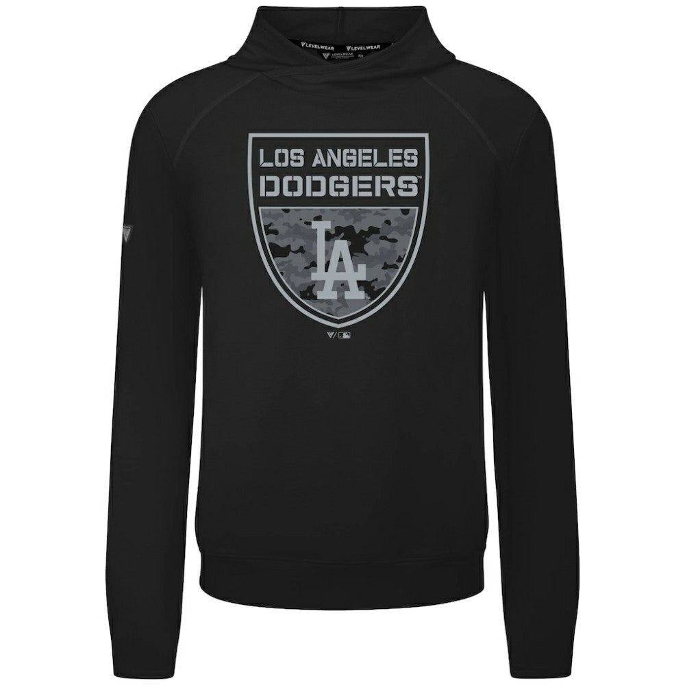 Los Angeles Dodgers Levelwear Mandate Buckler Tri-Blend Pullover Hoodie - Black Hoodies