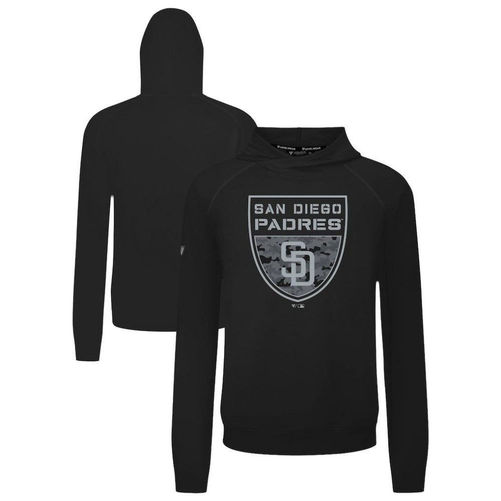 San Diego Padres Levelwear Mandate Buckler Tri-Blend Pullover Hoodie - Black Hoodies