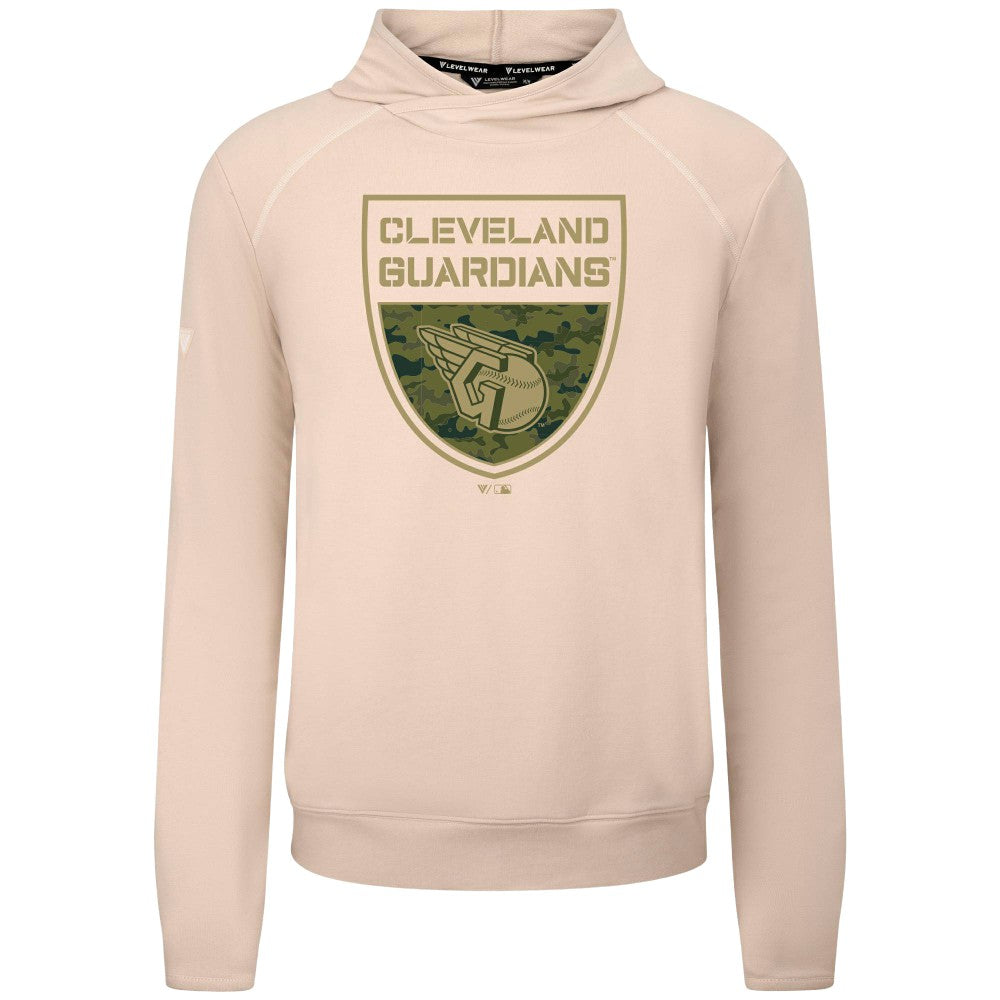 Cleveland Guardians Levelwear Mandate Buckler Tri-Blend Pullover Hoodie - Khaki Hoodies
