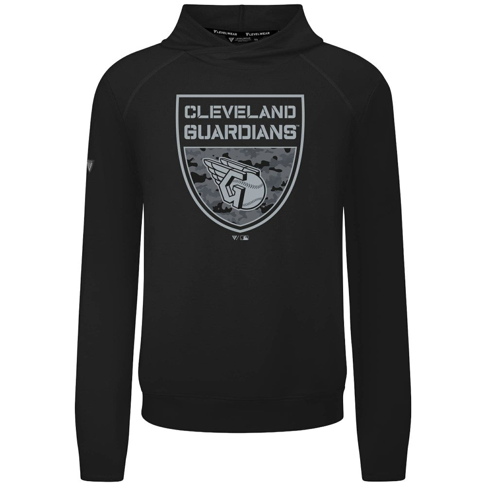 Cleveland Guardians Levelwear Mandate Buckler Tri-Blend Pullover Hoodie - Black Hoodies