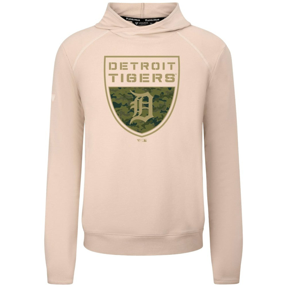 Detroit Tigers Levelwear Mandate Buckler Tri-Blend Pullover Hoodie - Khaki Hoodies