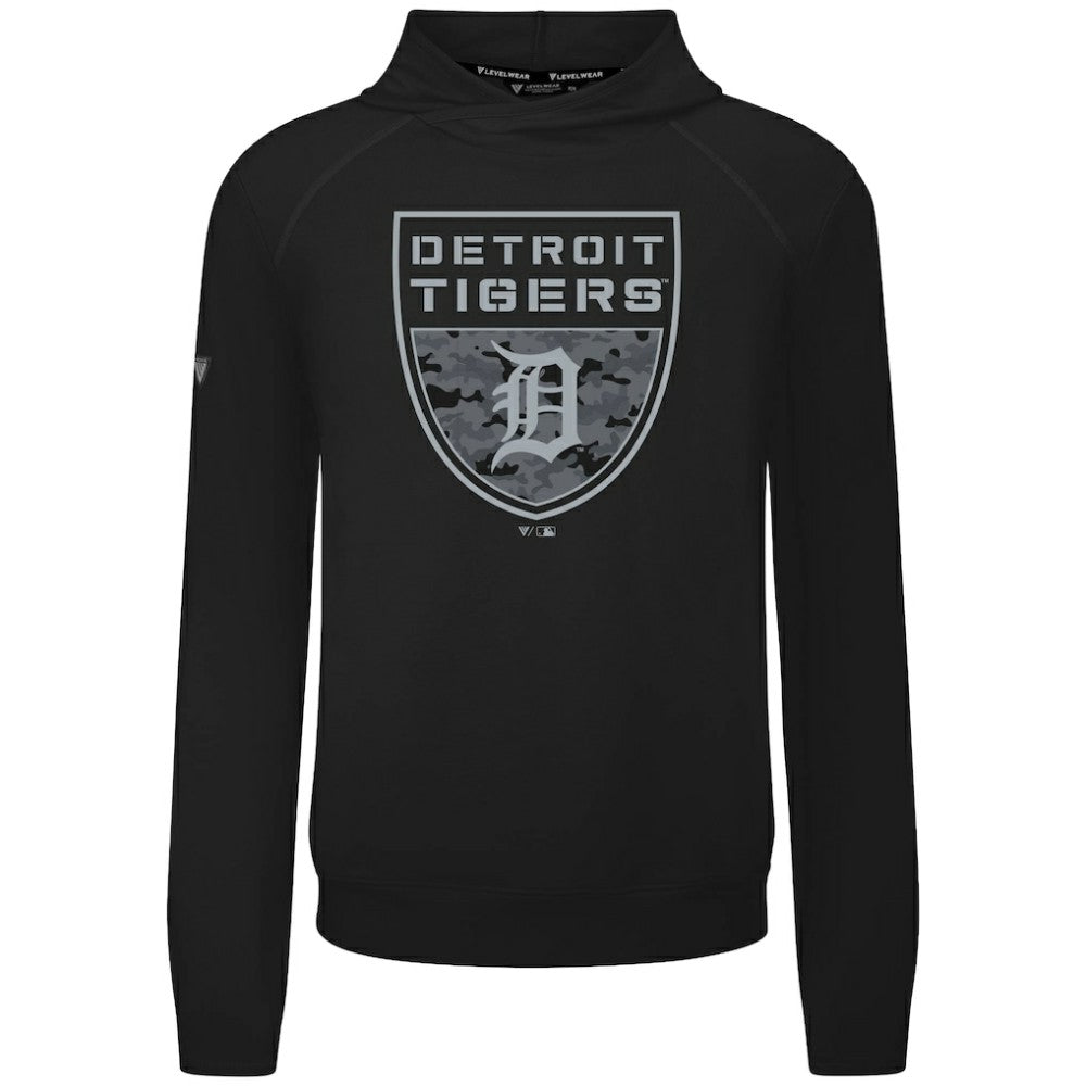 Detroit Tigers Levelwear Mandate Buckler Tri-Blend Pullover Hoodie - Black Hoodies