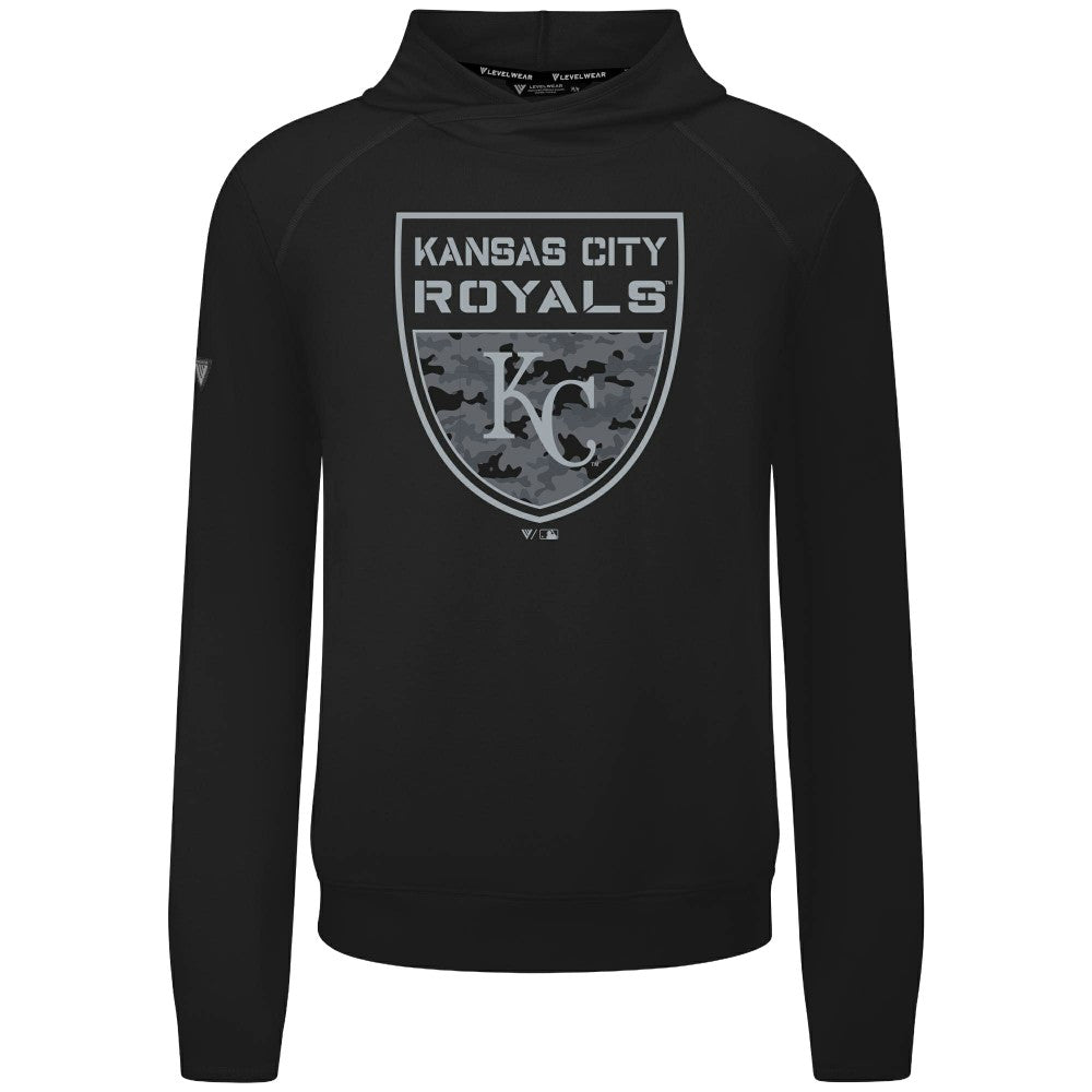 Kansas City Royals Levelwear Mandate Buckler Tri-Blend Pullover Hoodie - Black Hoodies