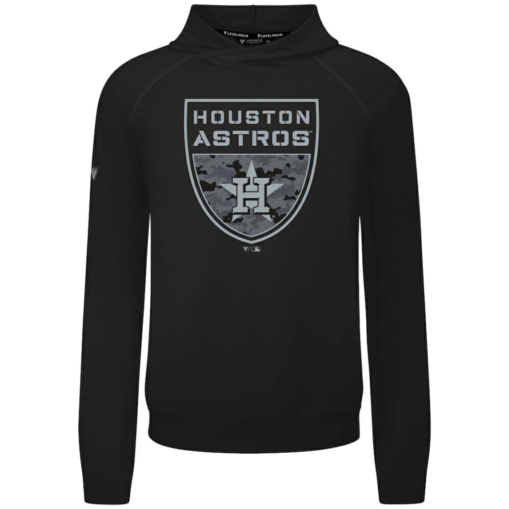 Houston Astros Levelwear Mandate Buckler Tri-Blend Pullover Hoodie - Black Hoodies