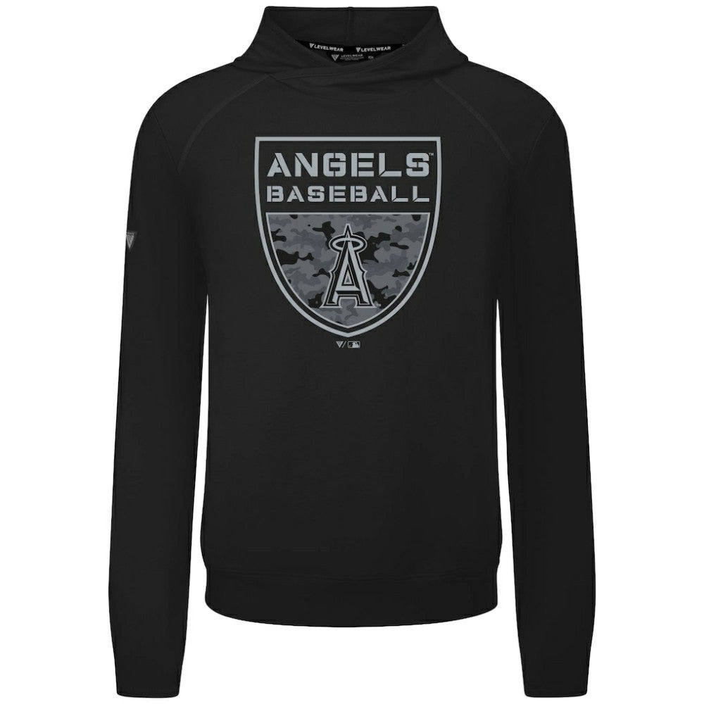 Los Angeles Angels Levelwear Mandate Buckler Tri-Blend Pullover Hoodie - Black Hoodies