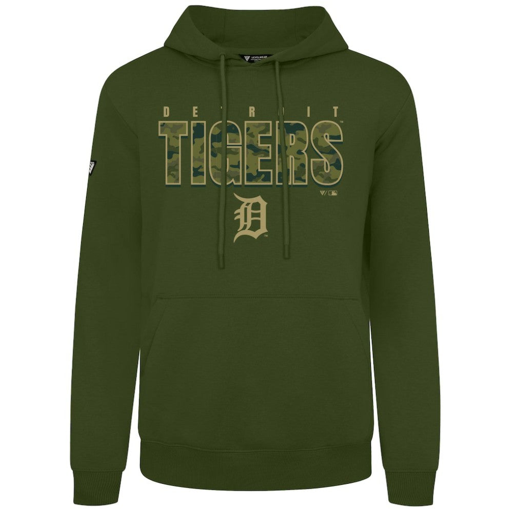 Detroit Tigers Levelwear Podium Protect Pullover Hoodie - Green Hoodies