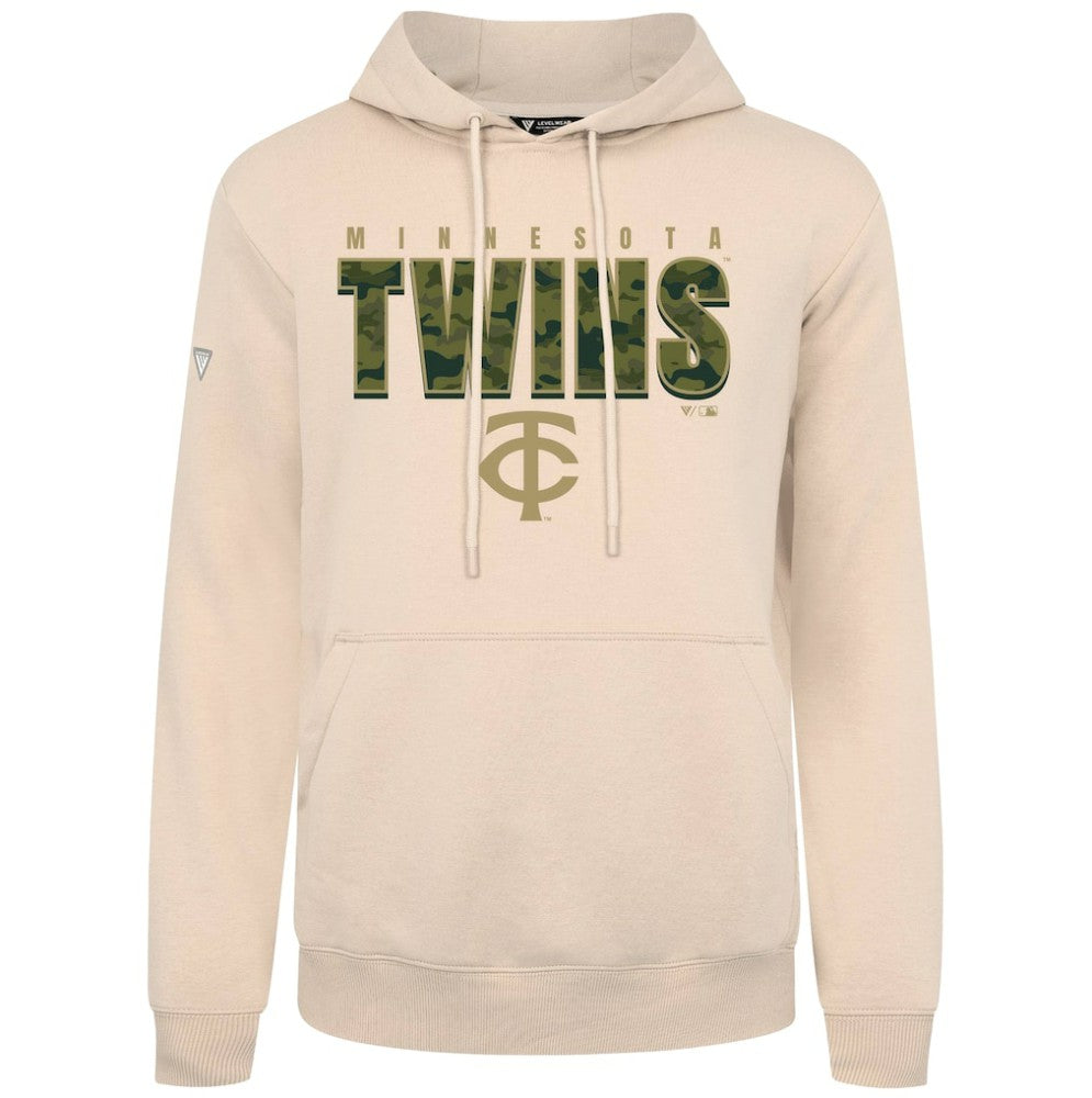 Minnesota Twins Levelwear Podium Protect Pullover Hoodie - Khaki Hoodies
