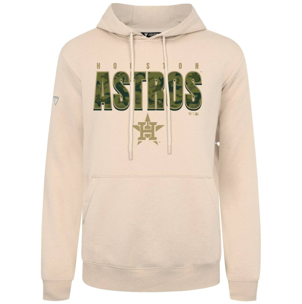 Houston Astros Levelwear Podium Protect Pullover Hoodie - Khaki Hoodies