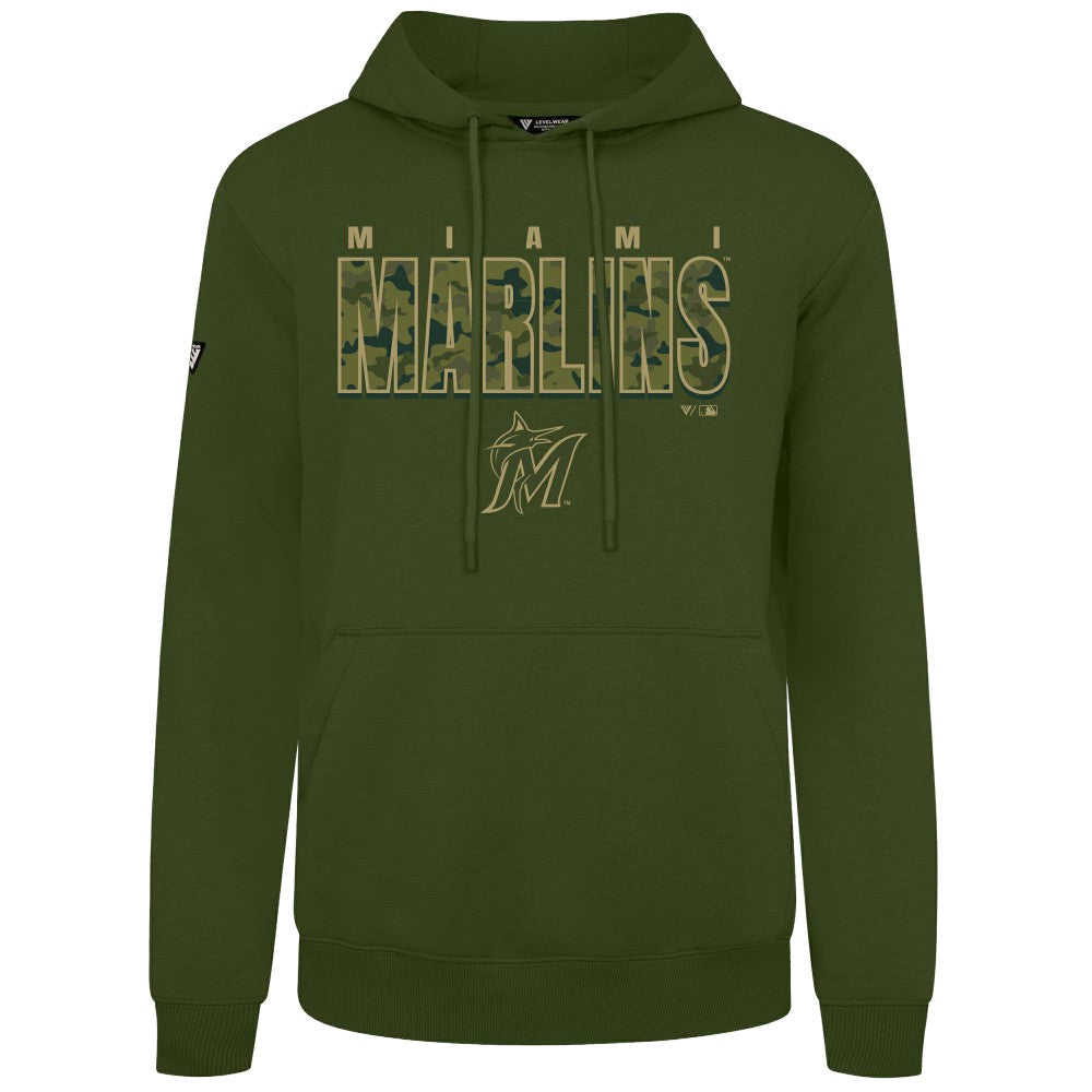 Miami Marlins Levelwear Podium Protect Pullover Hoodie - Green Hoodies