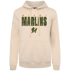 Miami Marlins Levelwear Podium Protect Pullover Hoodie - Khaki Hoodies