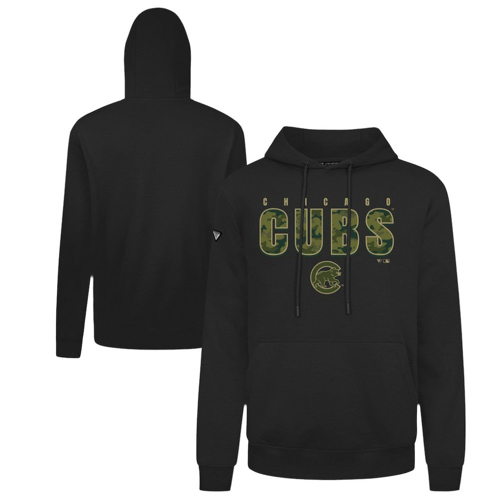 Chicago Cubs Levelwear Podium Protect Pullover Hoodie - Black Hoodies