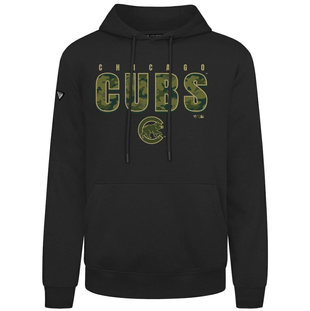Chicago Cubs Levelwear Podium Protect Pullover Hoodie - Black Hoodies
