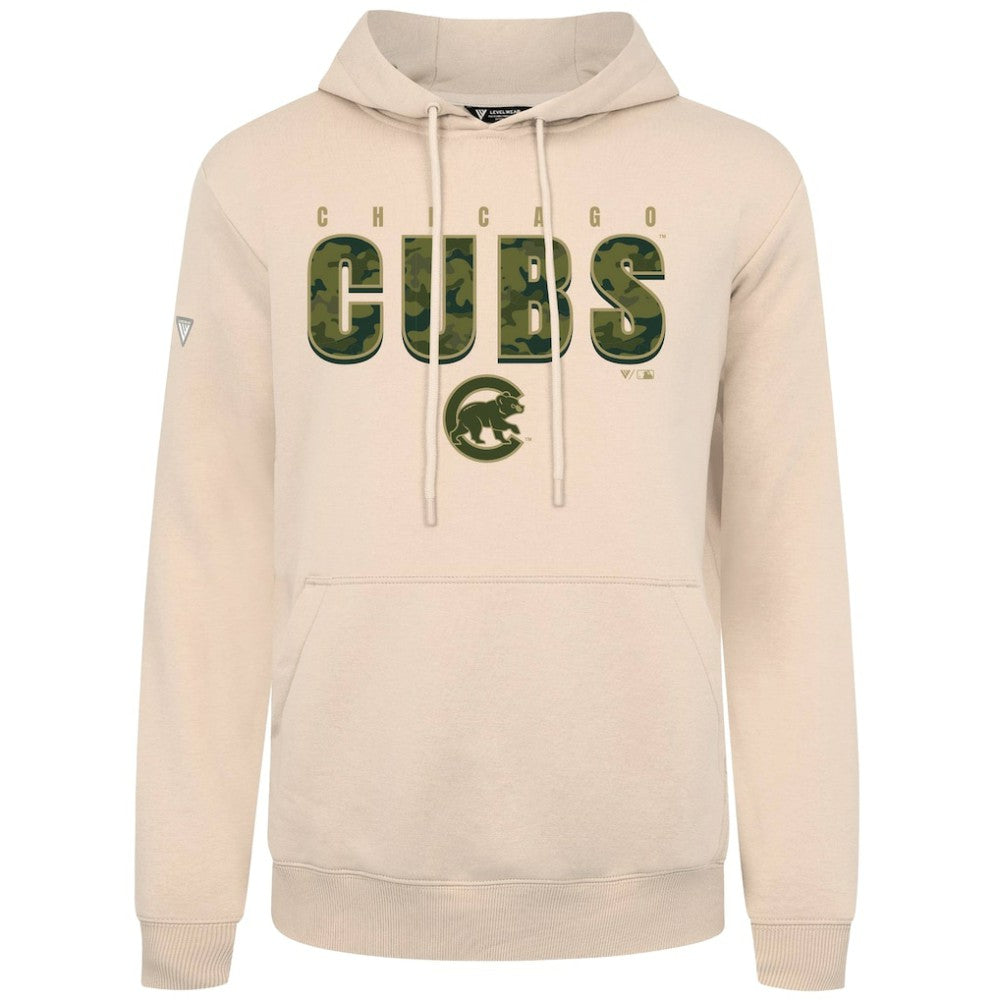 Chicago Cubs Levelwear Podium Protect Pullover Hoodie - Khaki Hoodies