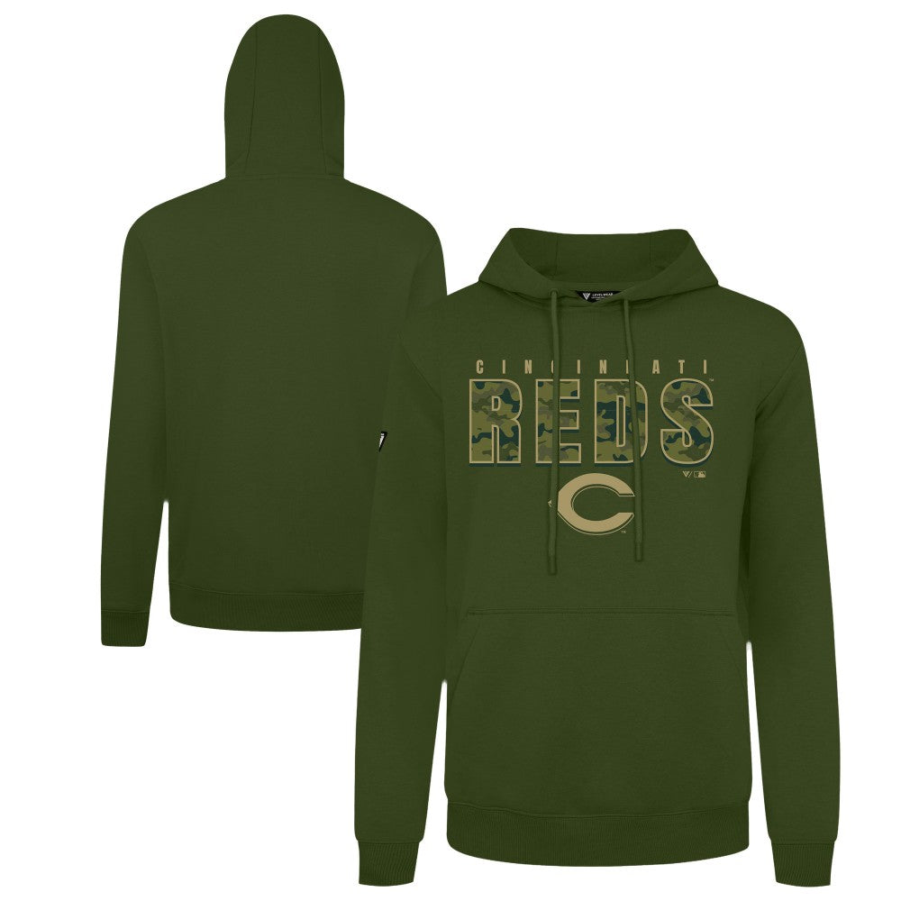 Cincinnati Reds Levelwear Podium Protect Pullover Hoodie - Green Hoodies