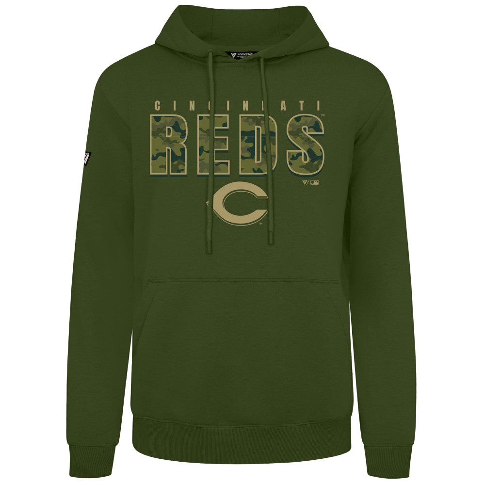 Cincinnati Reds Levelwear Podium Protect Pullover Hoodie - Green Hoodies