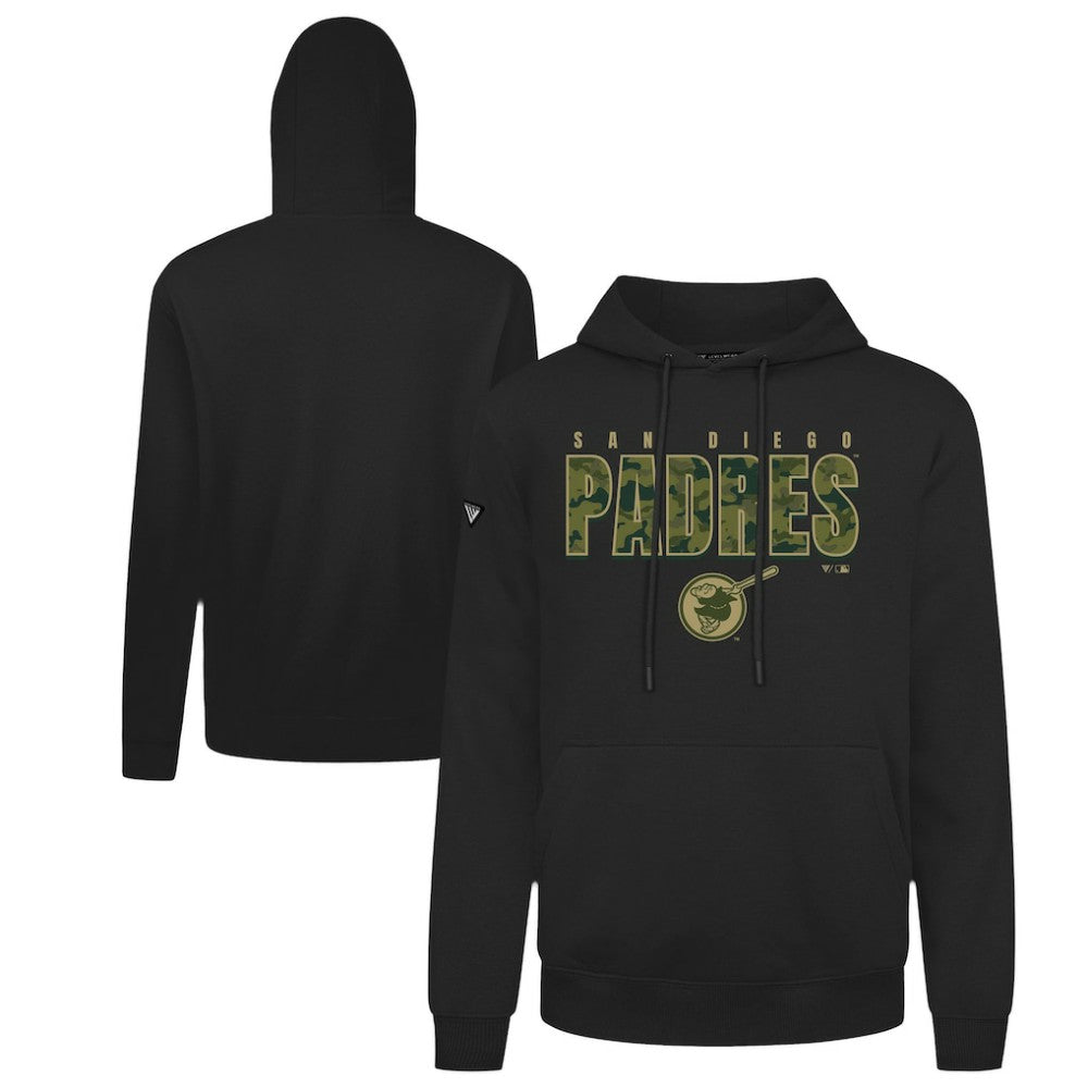 San Diego Padres Levelwear Podium Protect Pullover Hoodie - Black Hoodies