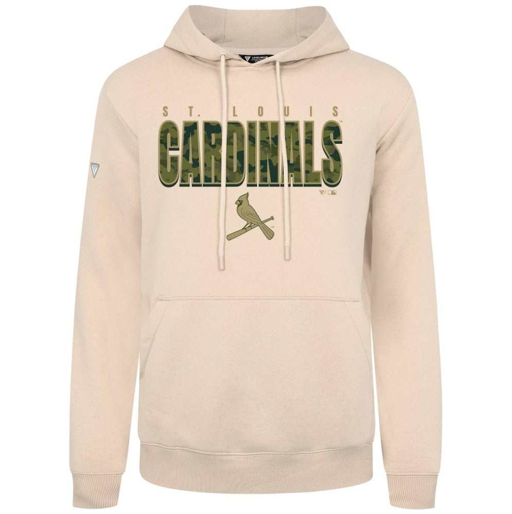 St. Louis Cardinals Levelwear Podium Protect Pullover Hoodie - Khaki Hoodies
