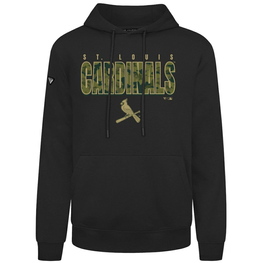 St. Louis Cardinals Levelwear Podium Protect Pullover Hoodie - Black Hoodies