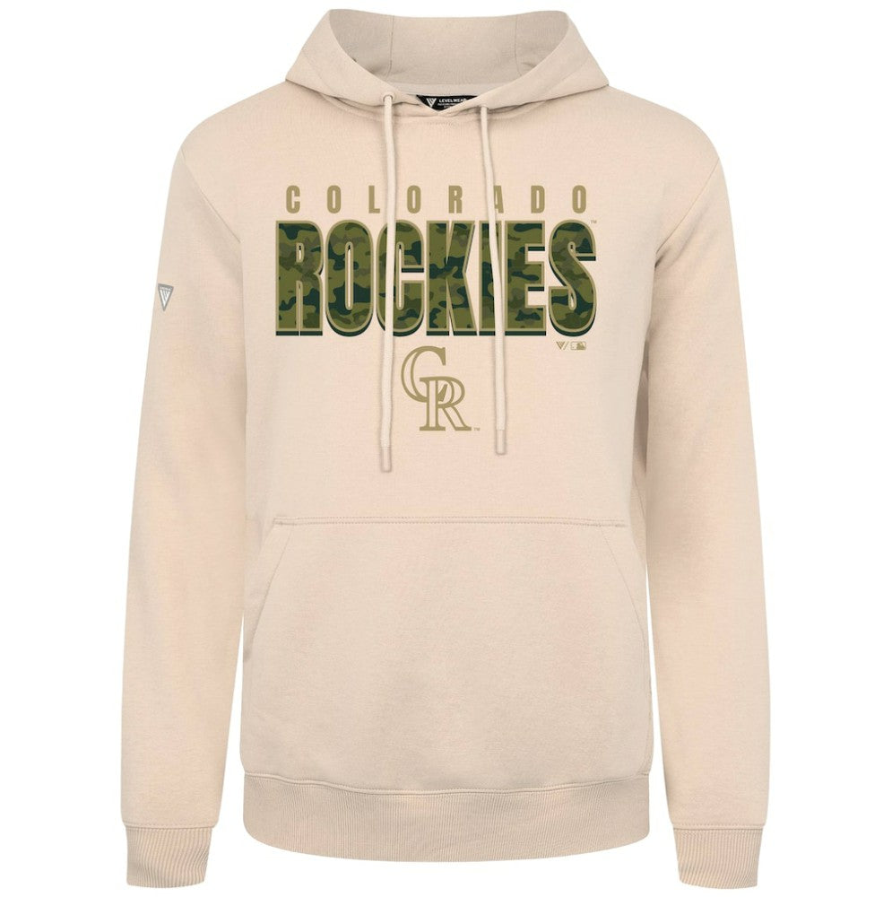 Colorado Rockies Levelwear Podium Protect Pullover Hoodie - Khaki Hoodies