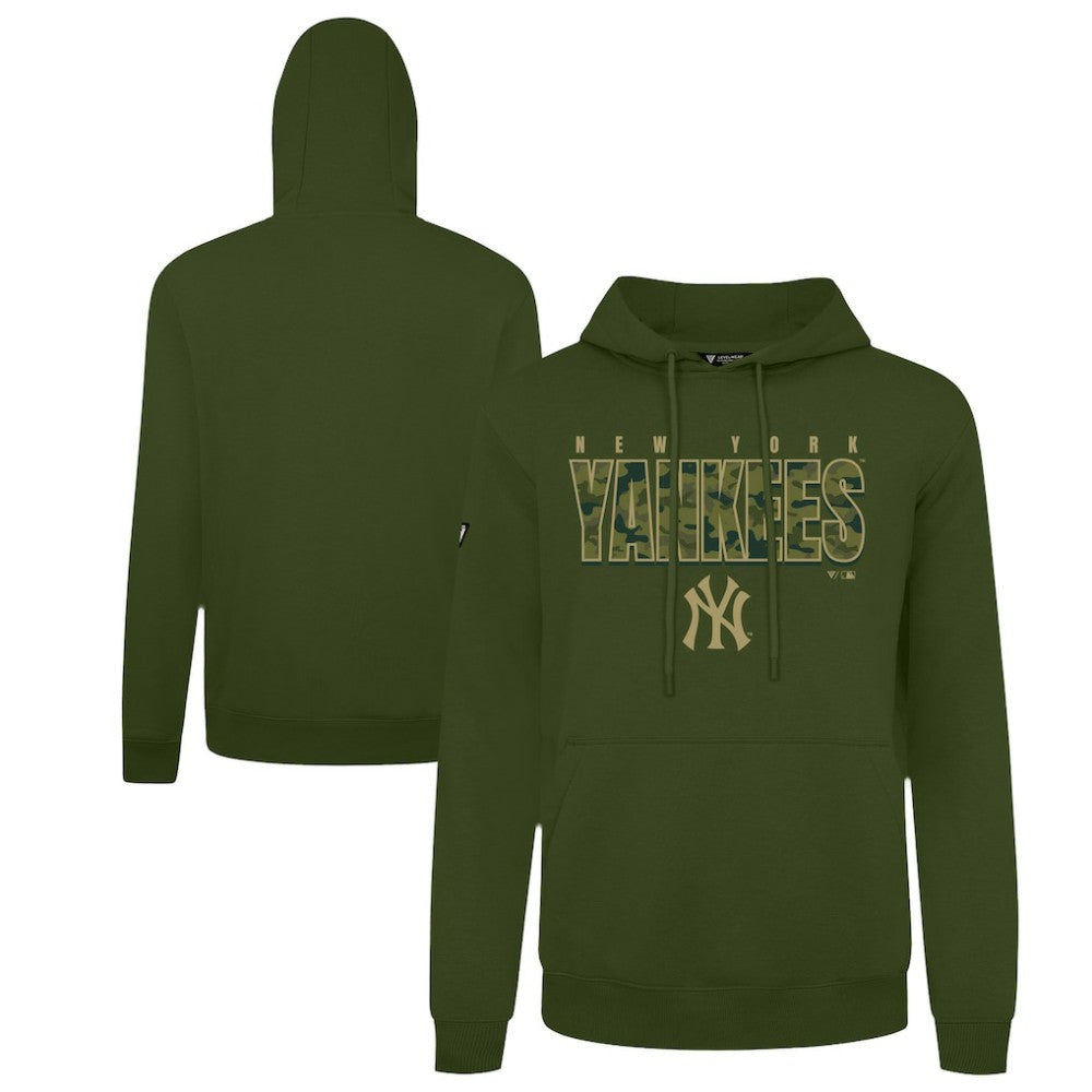 New York Yankees Levelwear Podium Protect Pullover Hoodie - Green Hoodies