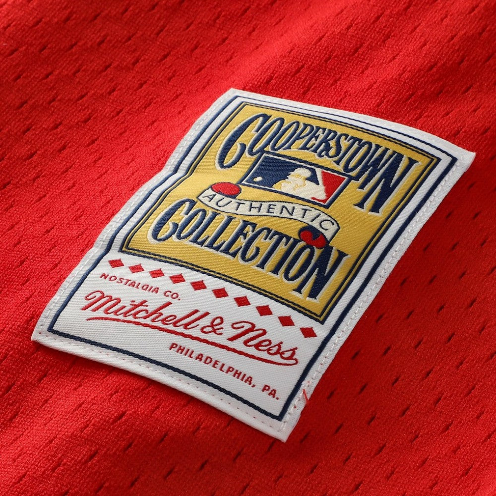 Jimmy Rollins Philadelphia Phillies Mitchell & Ness Cooperstown Mesh Batting Practice Button-Up Jersey - Red Jerseys