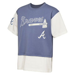 Atlanta Braves Outerstuff Youth Ultimate Pastels Premium Double Run T-Shirt - Navy/Cream T-shirts