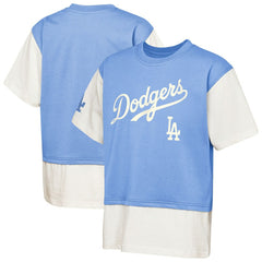 Los Angeles Dodgers Outerstuff Youth Ultimate Pastels Premium Double Run T-Shirt - Royal/Cream T-shirts