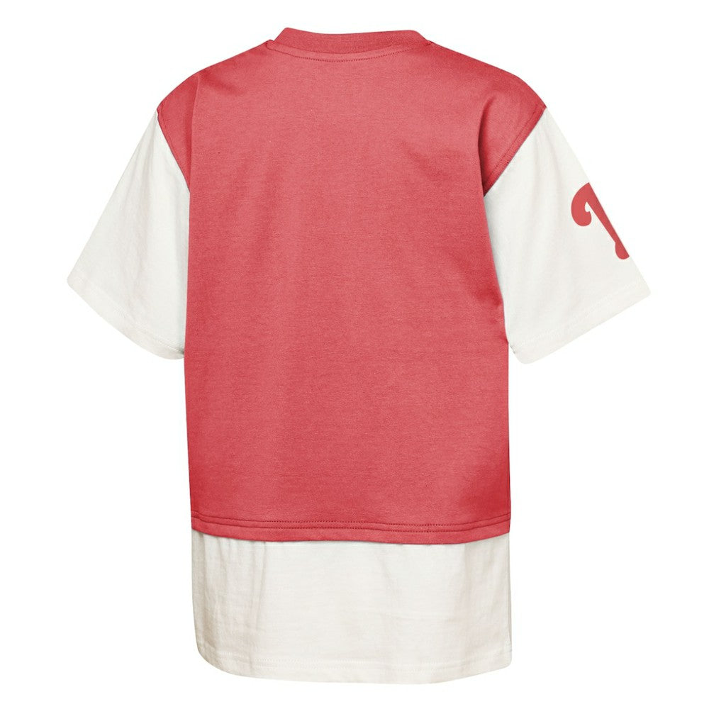 Philadelphia Phillies Outerstuff Youth Ultimate Pastels Premium Double Run T-Shirt - Red/Cream T-shirts
