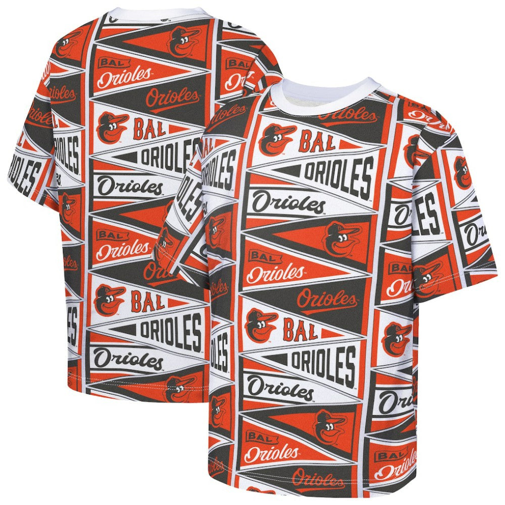 Baltimore Orioles Outerstuff Youth All-Over Pennant T-Shirt - Orange T-shirts