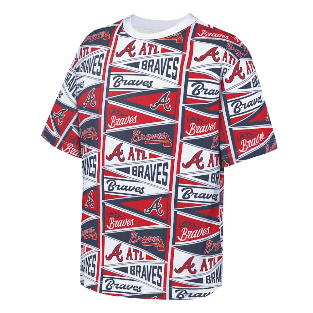 Atlanta Braves Outerstuff Youth All-Over Pennant T-Shirt - Red T-shirts