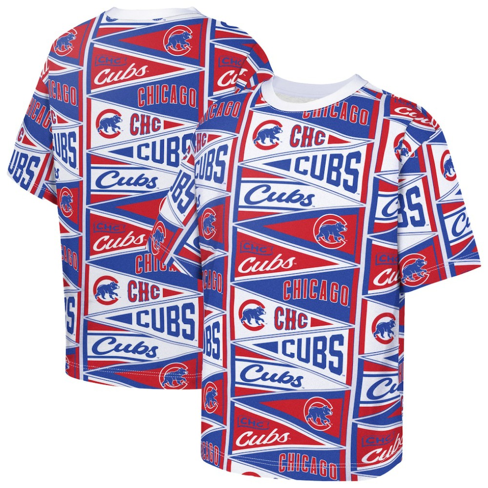 Chicago Cubs Outerstuff Youth All-Over Pennant T-Shirt - Red T-shirts