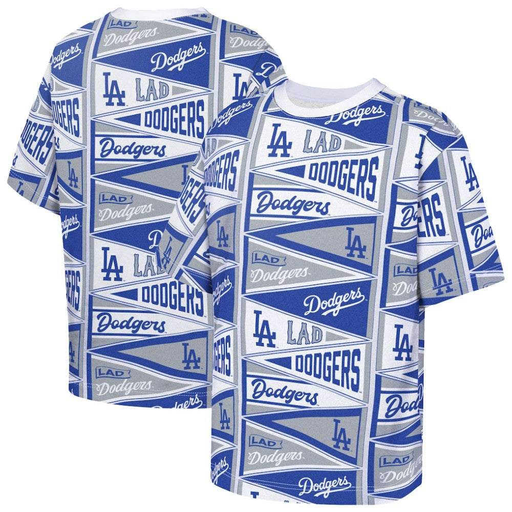 Los Angeles Dodgers Outerstuff Youth All-Over Pennant T-Shirt - Blue T-shirts